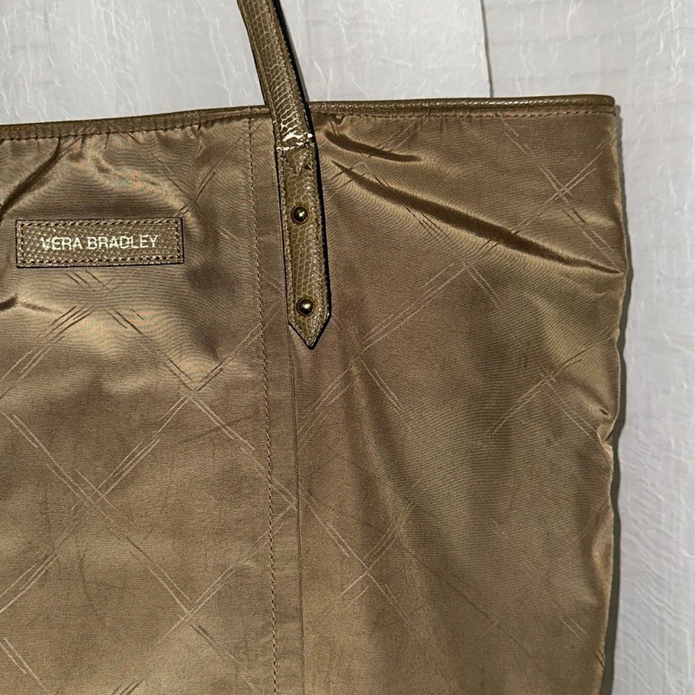 FREE w/bundle Vera Bradley Light Brown Tan Nylon Tote Faux Leather Combo - Picture 8 of 16